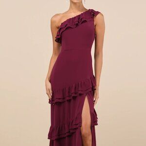 Lulus Plum XL One Shoulder Formal Dress